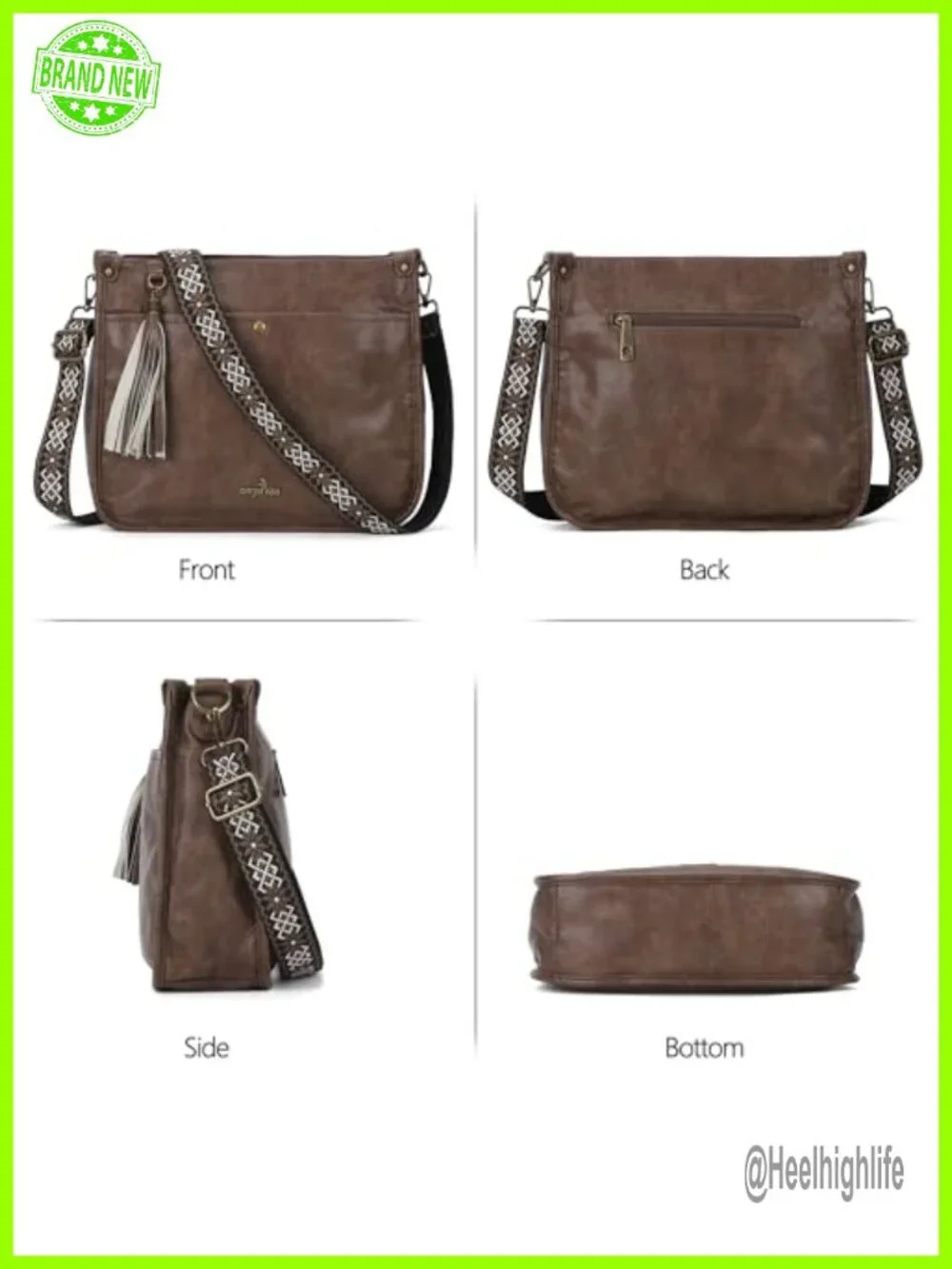 Crossbody Hobo Bag Vegan Leather Tassel Purse Shoulder Handbag with Guitar Strap